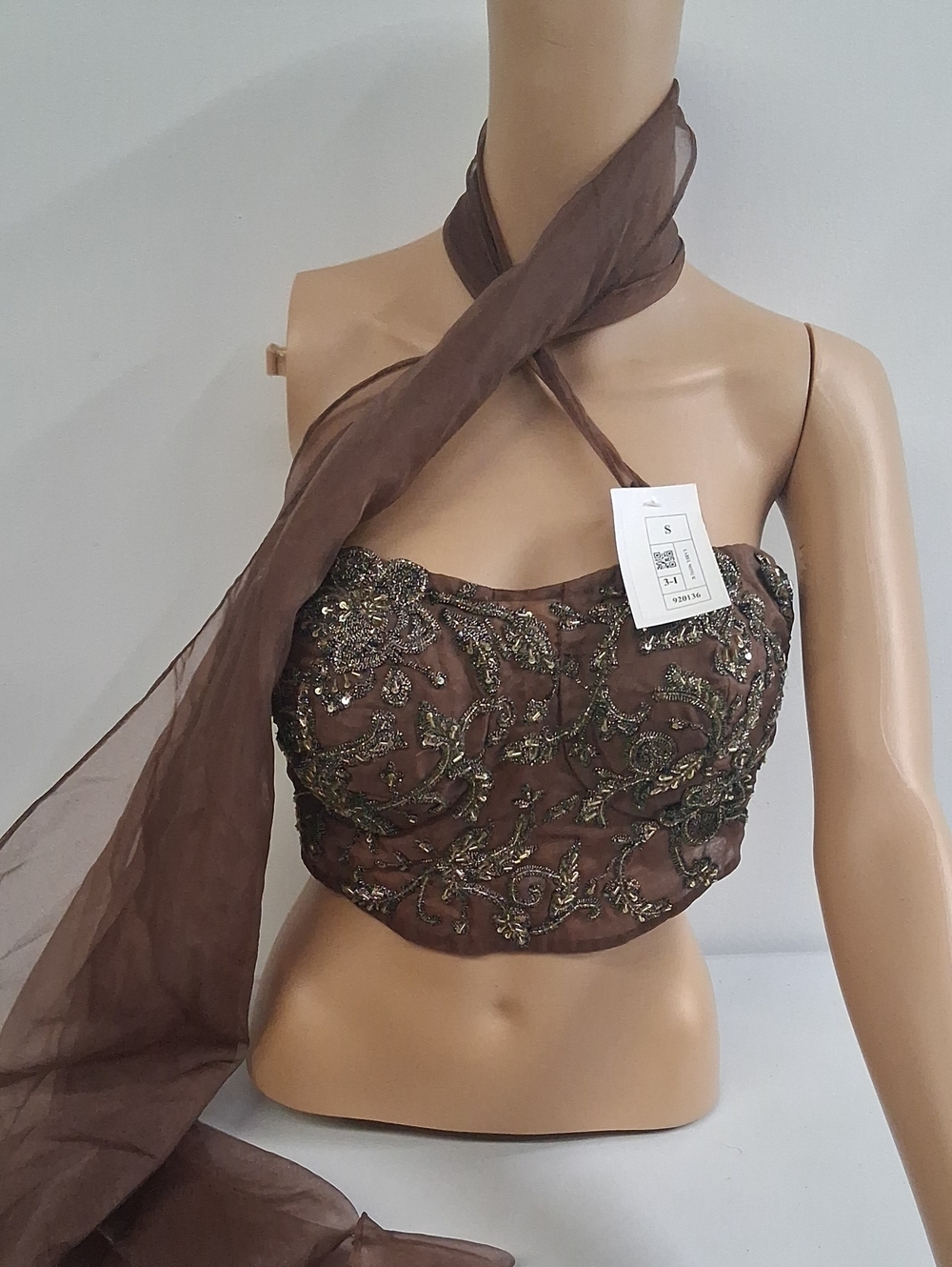 NWT Label Moni K Brown Sequin Crop Top